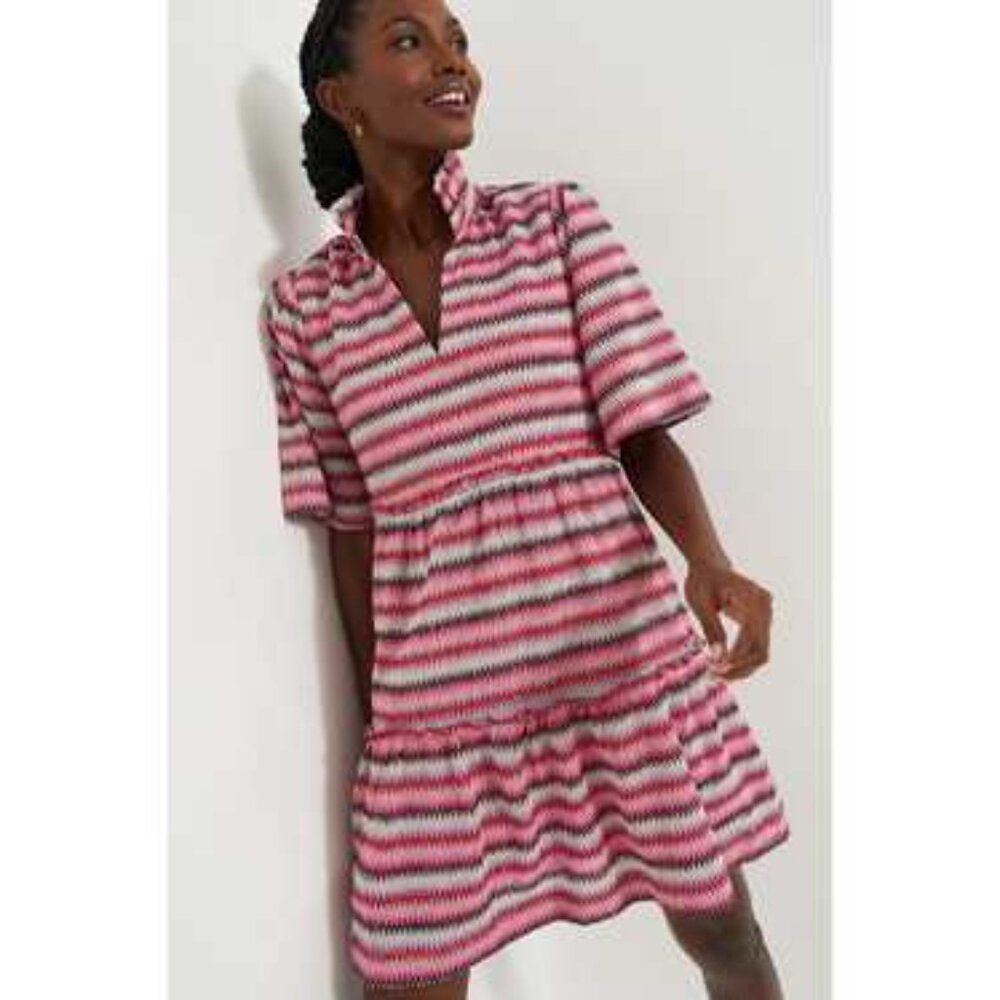 Tuckernuck Pink Chevron Knit Stripe Crawford Dress Sz L